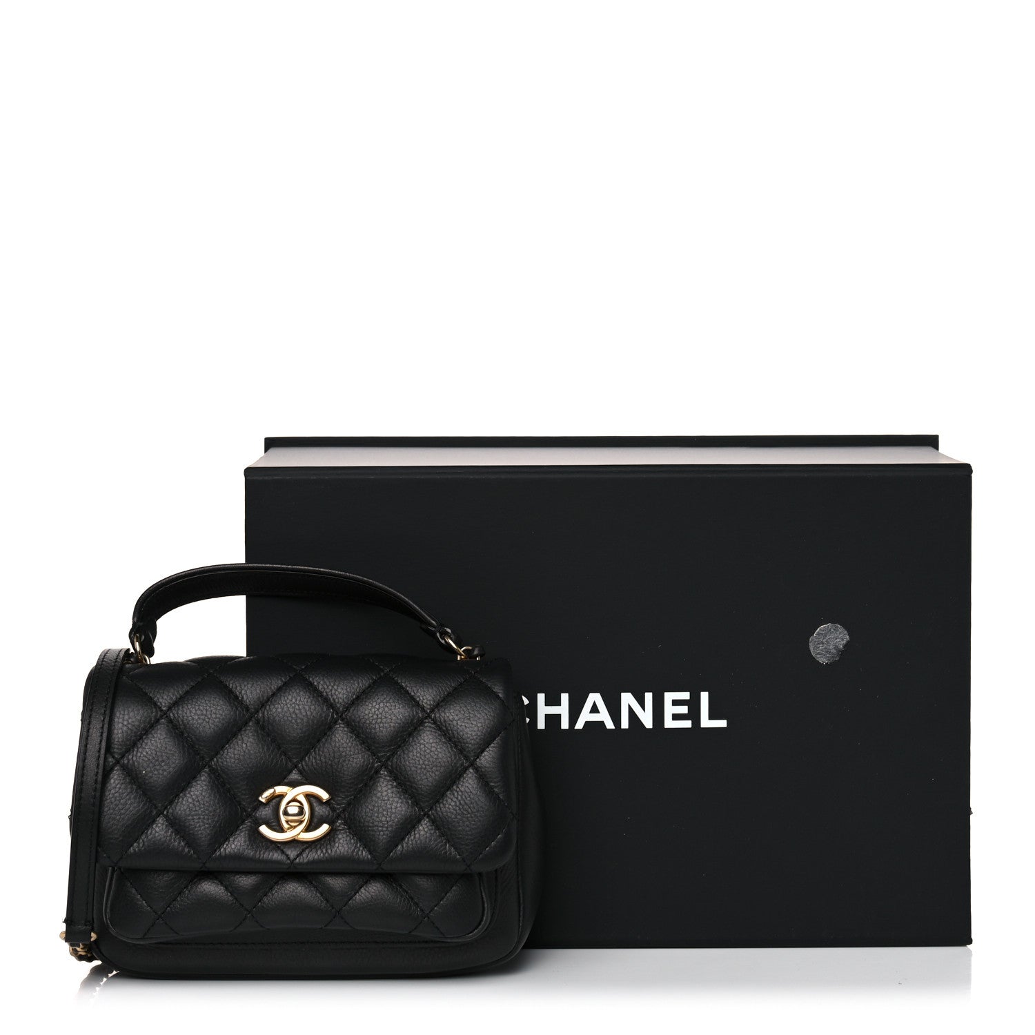 Chanel Calfskin Quilted Top Handle Flap Black 10 of 10