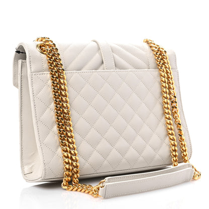 Saint Laurent Grain De Poudre Textured Mixed Matelasse Medium Triquilt Monogram Satchel Crema Soft 2 of 8