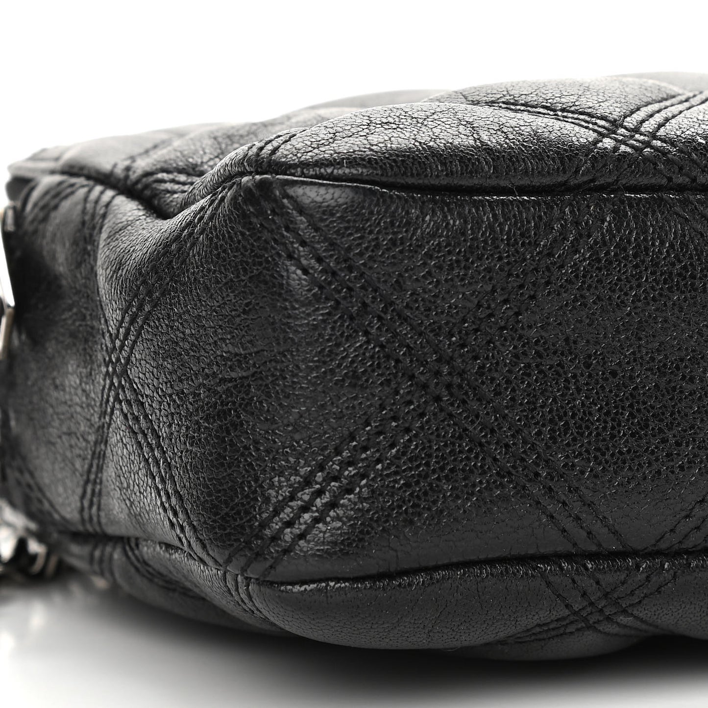Grained Lambskin Quilted Mini Becky Double Zip Bag Black