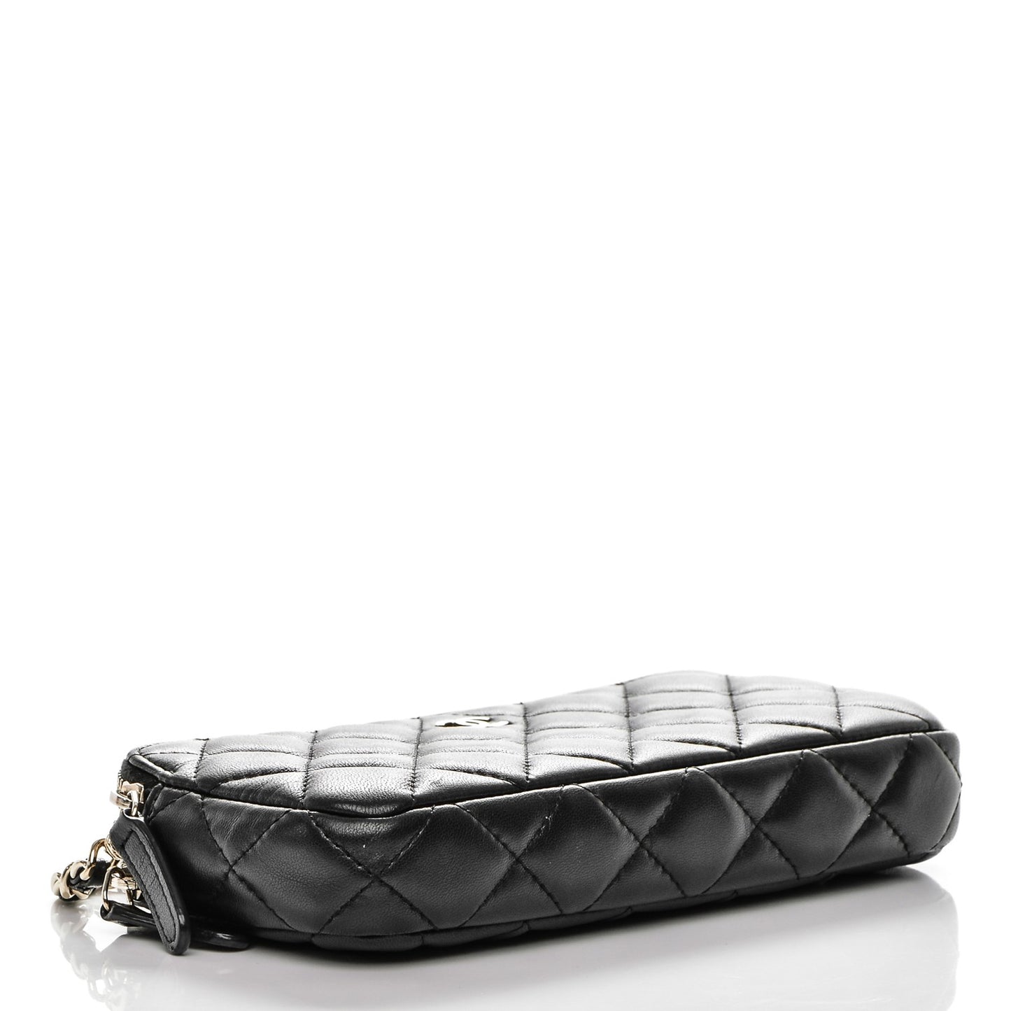 Lambskin Quilted Small Clutch With Chain Black