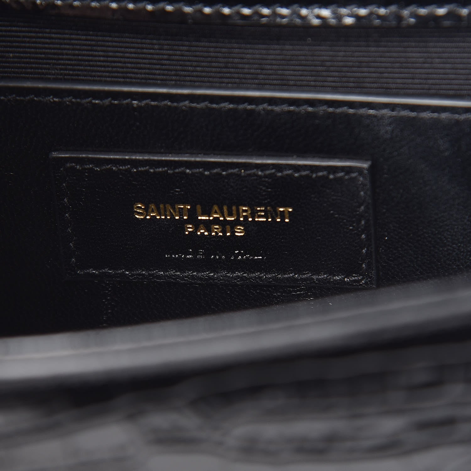 Saint Laurent Calfskin Crocodile Embossed Small Classic Monogram Kate Tassel Satchel Black 8 of 10