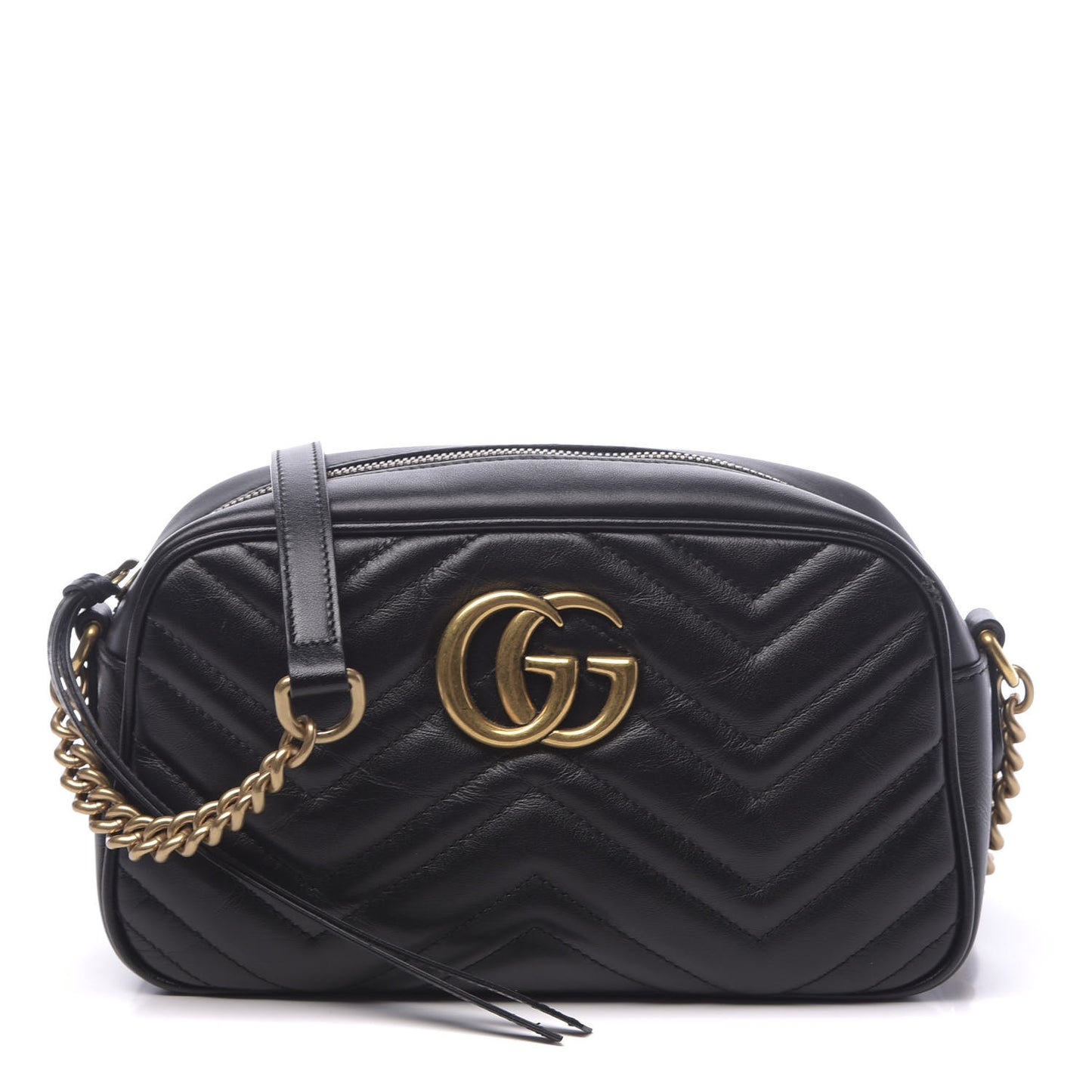 Calfskin Matelasse Small GG Marmont Chain Shoulder Bag Black