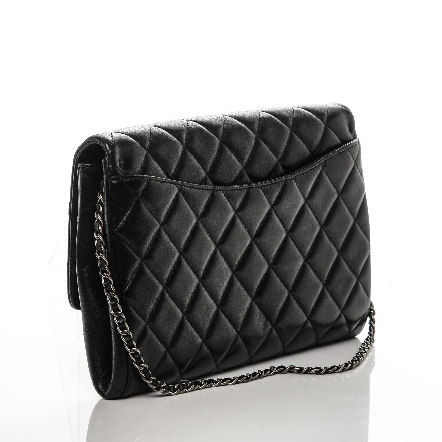 Chanel Lambskin Quilted Clutch With Chain Flap Black 3 of 7