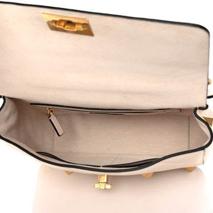Valentino Garavani Grained Calfskin Large Roman Stud Shoulder Bag Light Ivory 5 of 12