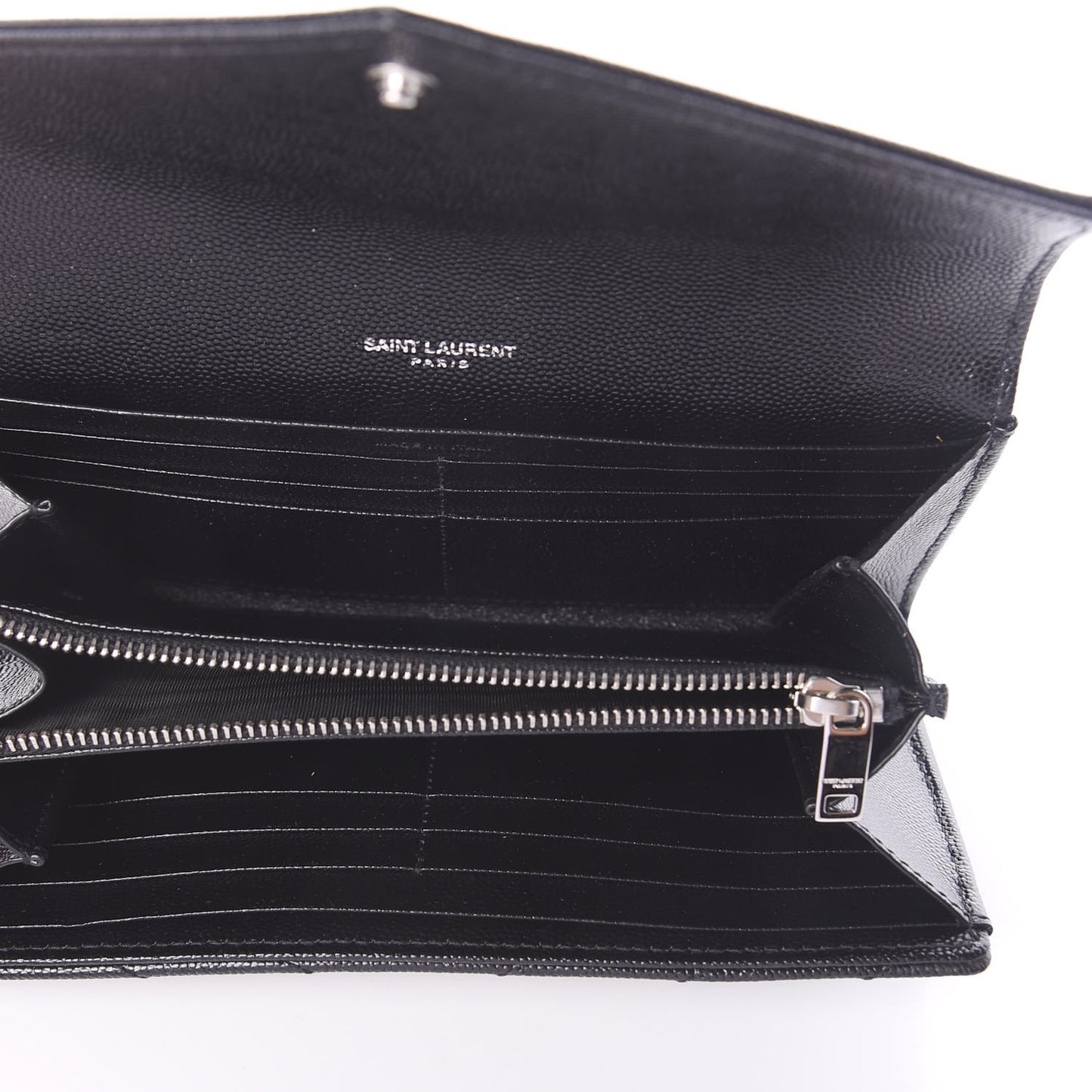Grain De Poudre Matelasse Chevron Monogram Flap Wallet Black