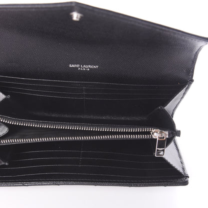Saint Laurent Grain De Poudre Matelasse Chevron Monogram Flap Wallet Black 5 of 6