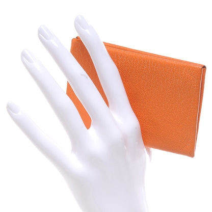 Hermes Chevre Calvi Card Case Orange 3 of 8