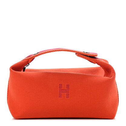 Hermes Canvas Small Bride-A-Brac Pouch Orange Burgundy 1 of 8