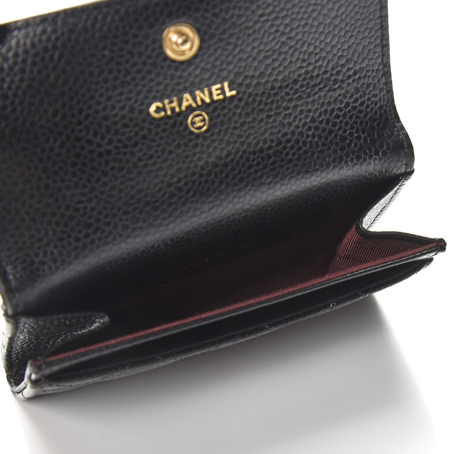 Caviar Quilted Flap Card Holder Black