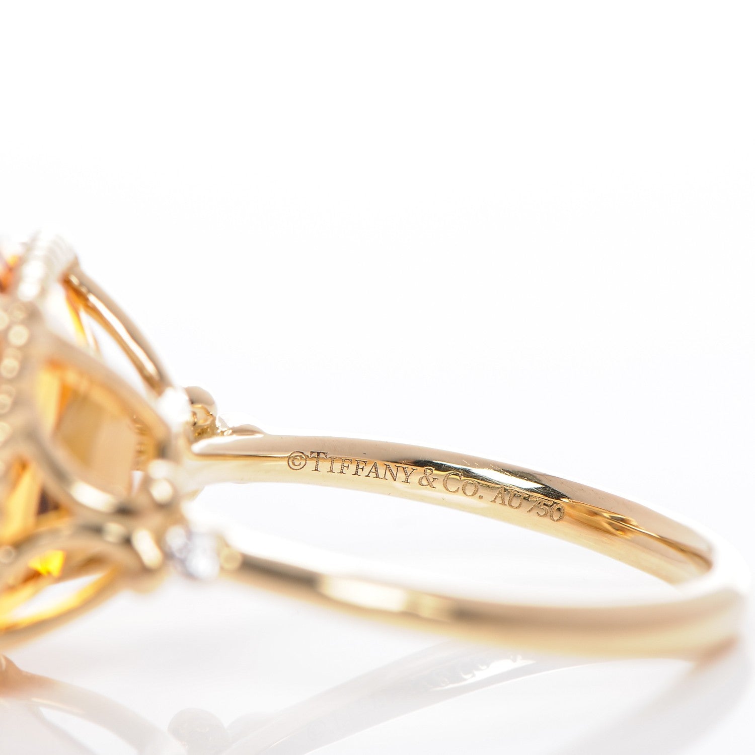 Tiffany 18K Yellow Gold Diamond Citrine Sparklers Cocktail Ring 6.25 5 of 6