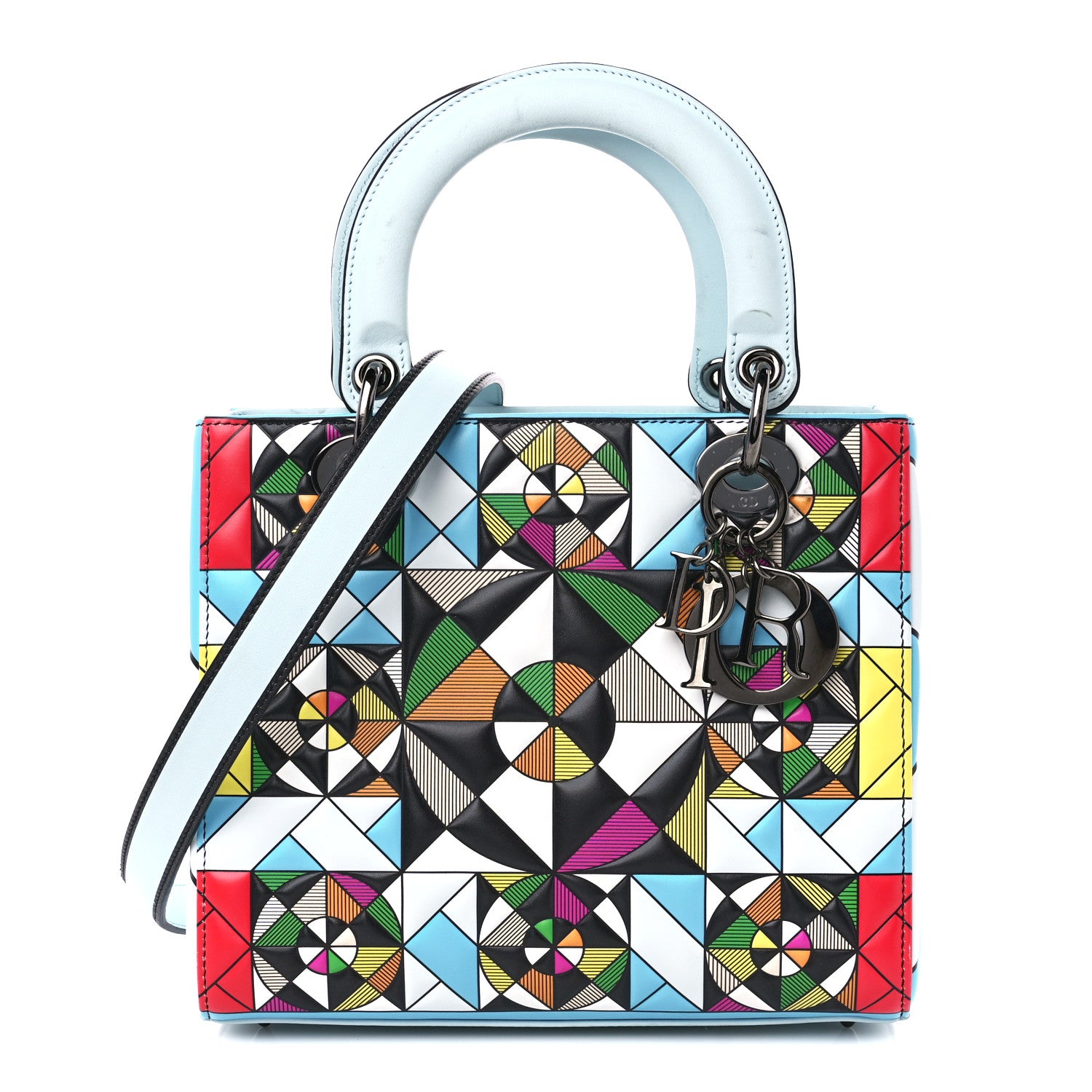 Christian Dior X EDUARDO TERRAZAS Printed Calfskin Medium Lady Dior Art Light Blue Multicolor 1 of 13