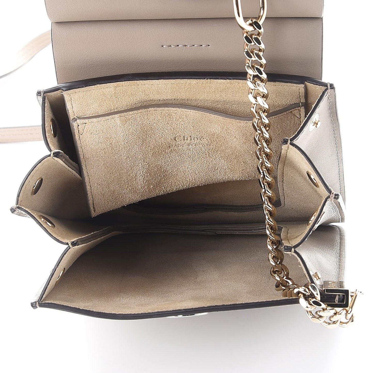 Suede Calfskin Mini Faye Bracelet Bag Motty Grey