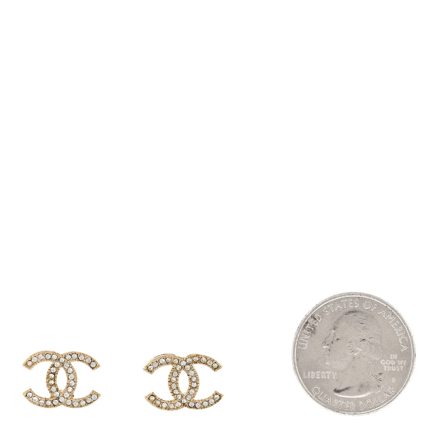 Chanel Crystal CC Earrings Light Gold 2 of 5