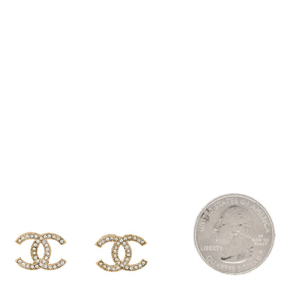 Chanel Crystal CC Earrings Light Gold 2 of 5
