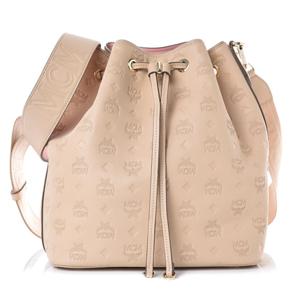 MCM Calfskin Ottomar Monogram Essential Bucket New Beige 3 of 13