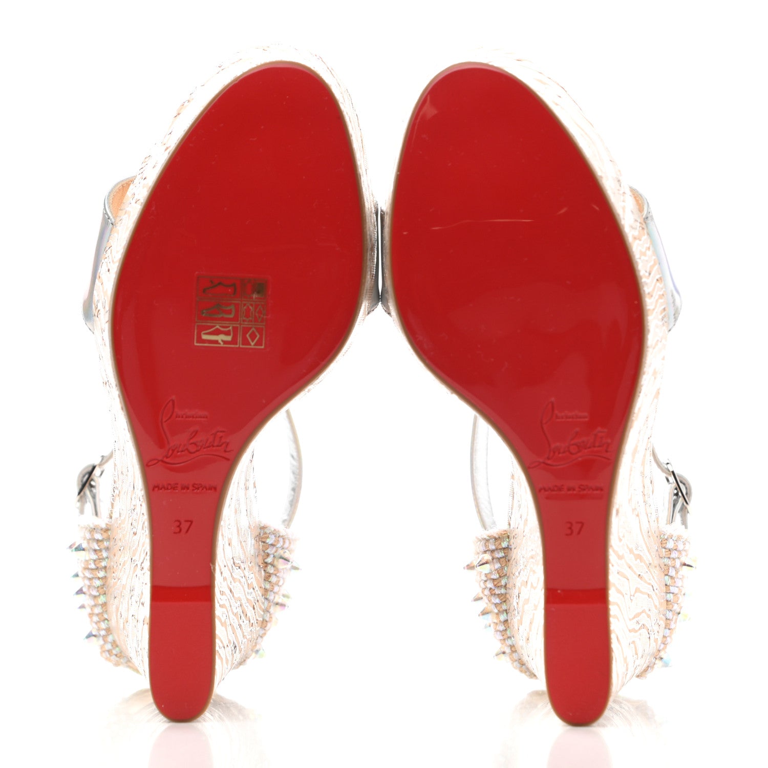 Christian Louboutin Specchio Laser Liege Wavy Bellamonica 120 Wedge Sandals 37 Silver 5 of 9