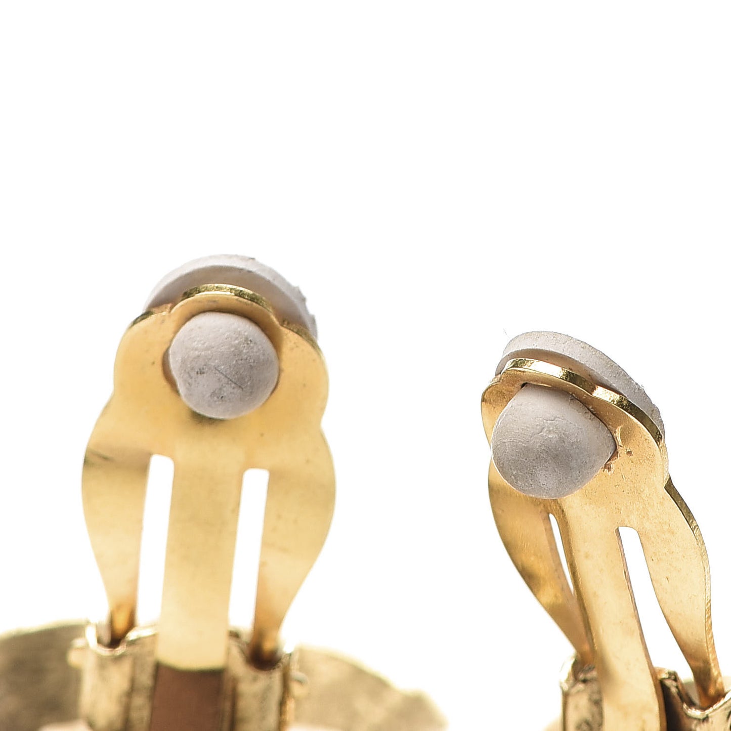 CC Button Clip On Earrings Gold