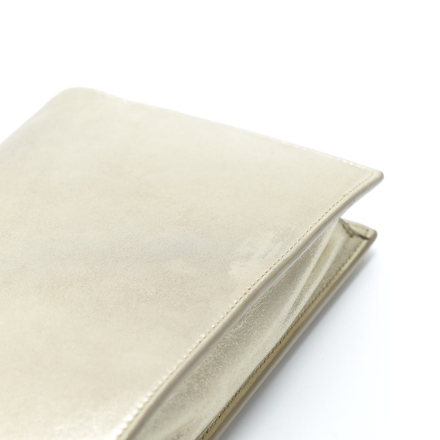 Metallic Fabric Monogram Envelope Chain Wallet Champagne