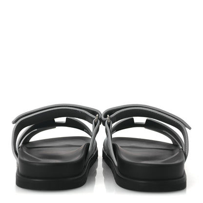 Hermes Suede Goatskin Womens Chypre Sandals 38 Bleu Mineral 5 of 10