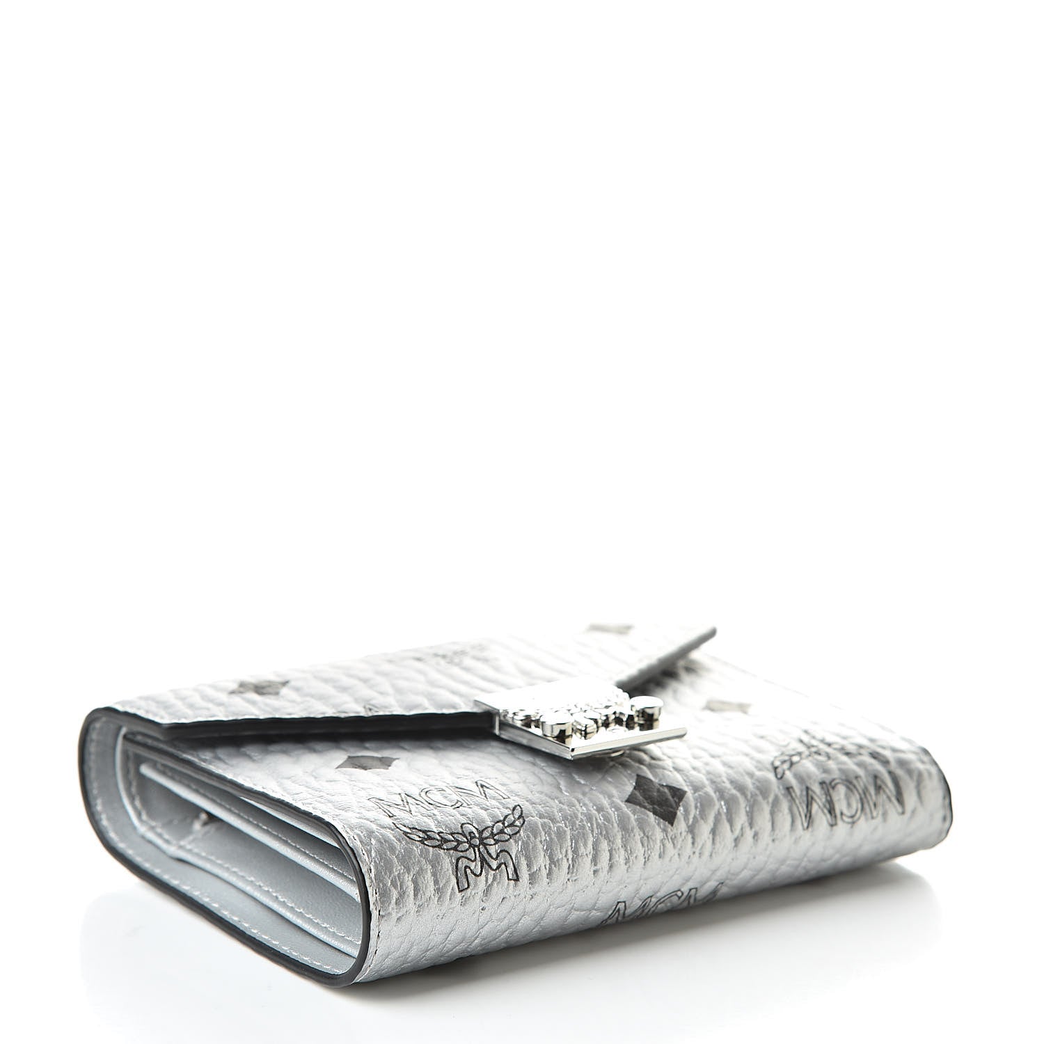MCM Metallic Visetos Compact Wallet Silver 4 of 8