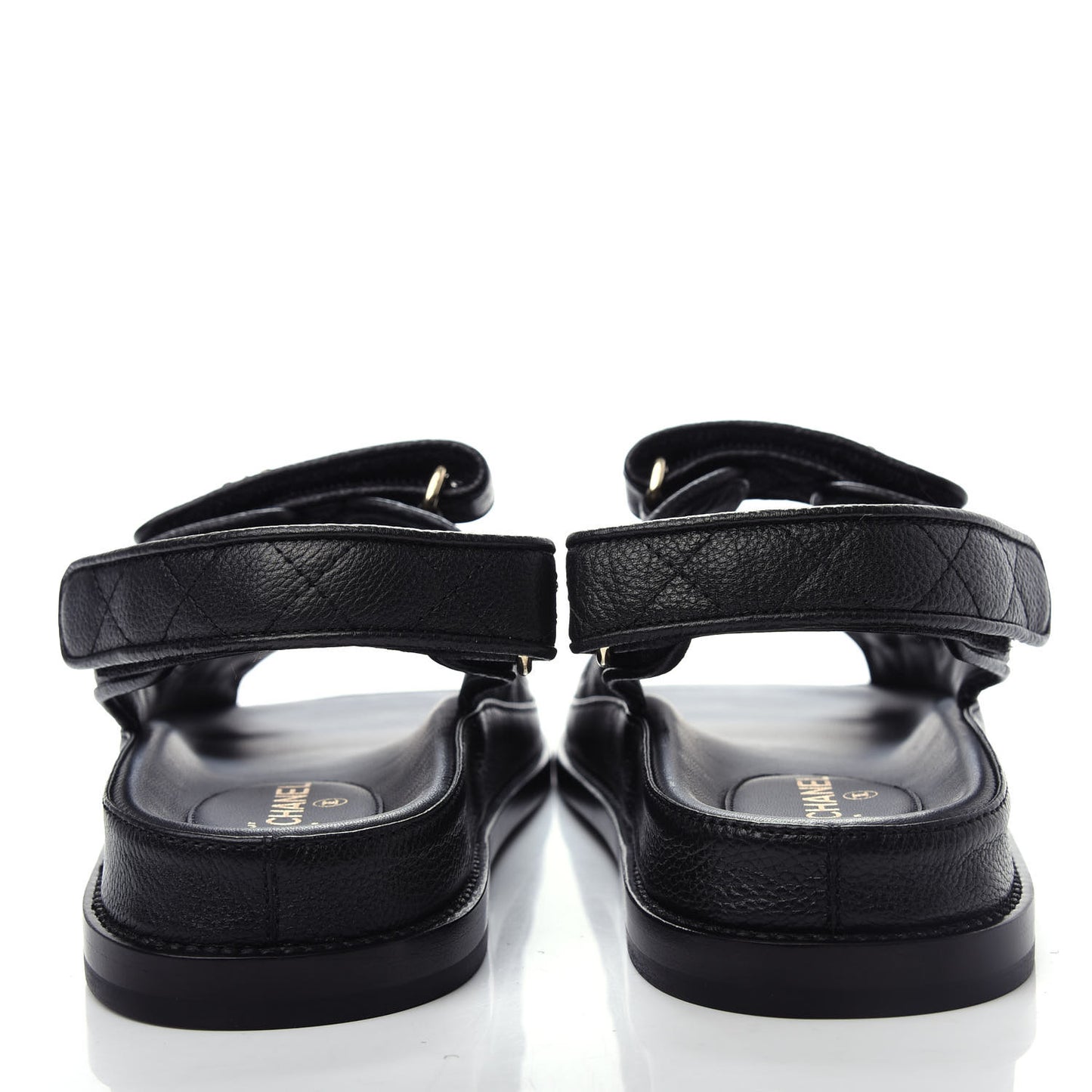 Grained Calfskin Velcro Dad Sandals 36.5 Black