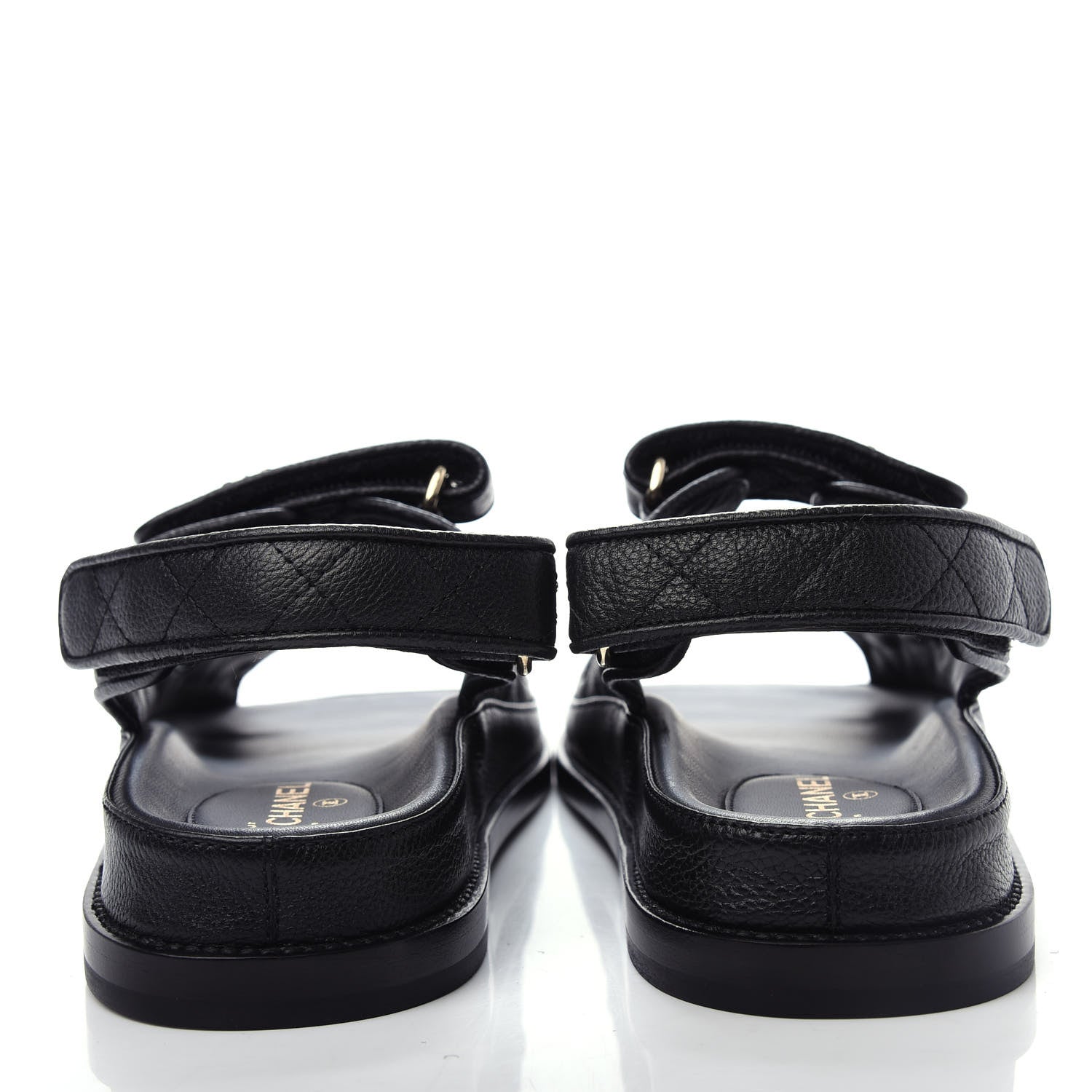 Chanel Grained Calfskin Velcro Dad Sandals 36.5 Black 7 of 11