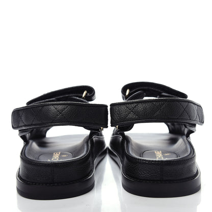 Chanel Grained Calfskin Velcro Dad Sandals 36.5 Black 7 of 11