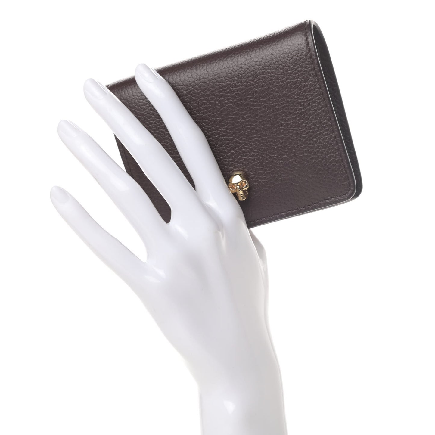 Calfskin Skull Card Holder Burgundy
