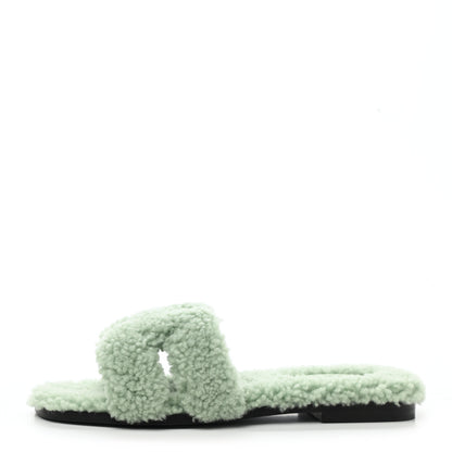 Hermes Woolskin Oran Sandals 36 Vert D'Eau 1 of 8