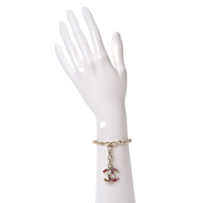 Chanel Baguette Crystal CC Bracelet Gold Fuchsia Purple 2 of 7