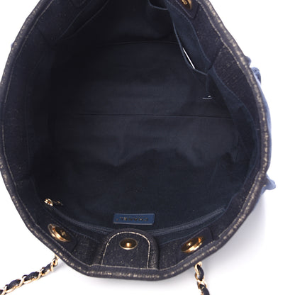 Chanel Lurex Canvas Small Deauville Tote Navy Blue Gold 4 of 10