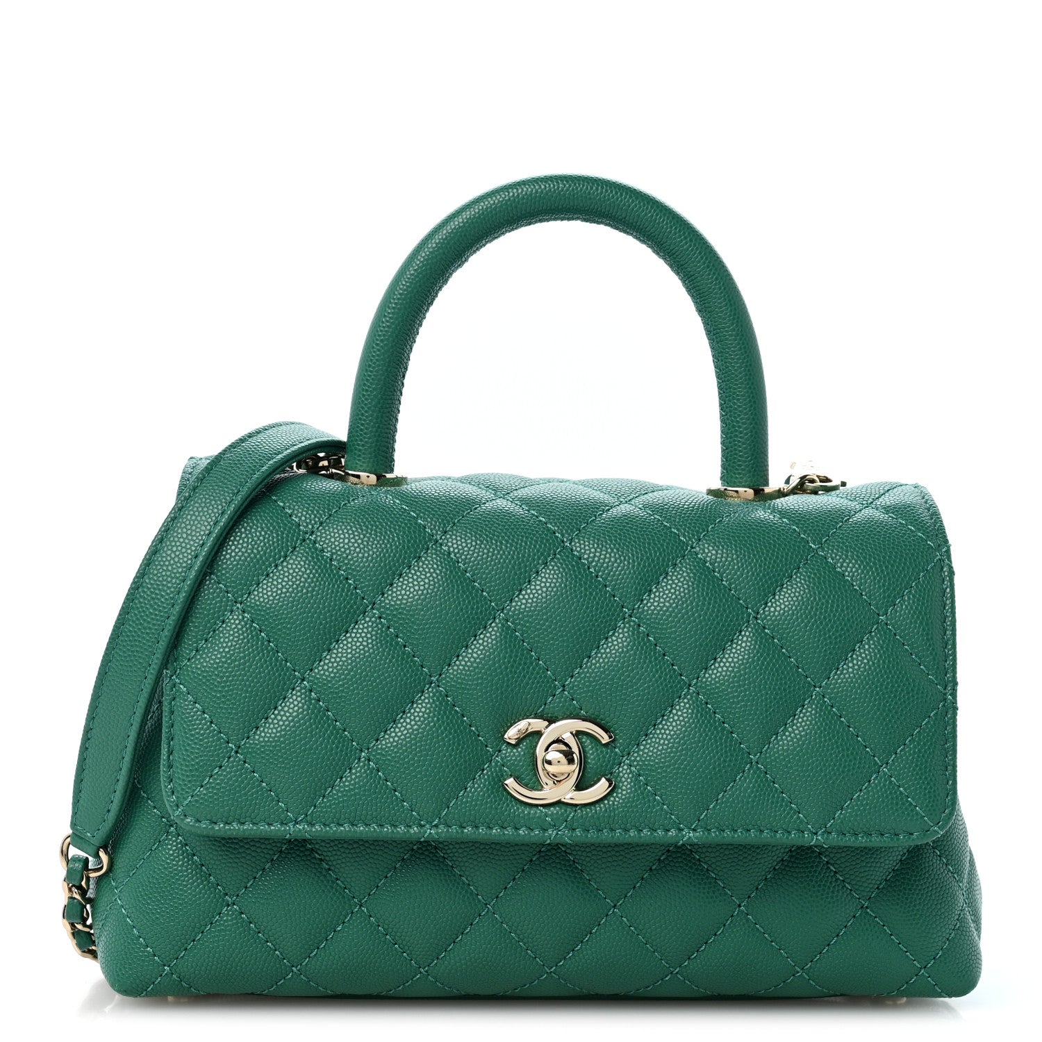 Chanel Caviar Quilted Mini Coco Handle Flap Green 1 of 12