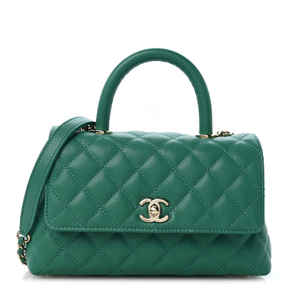 Chanel Caviar Quilted Mini Coco Handle Flap Green 1 of 12