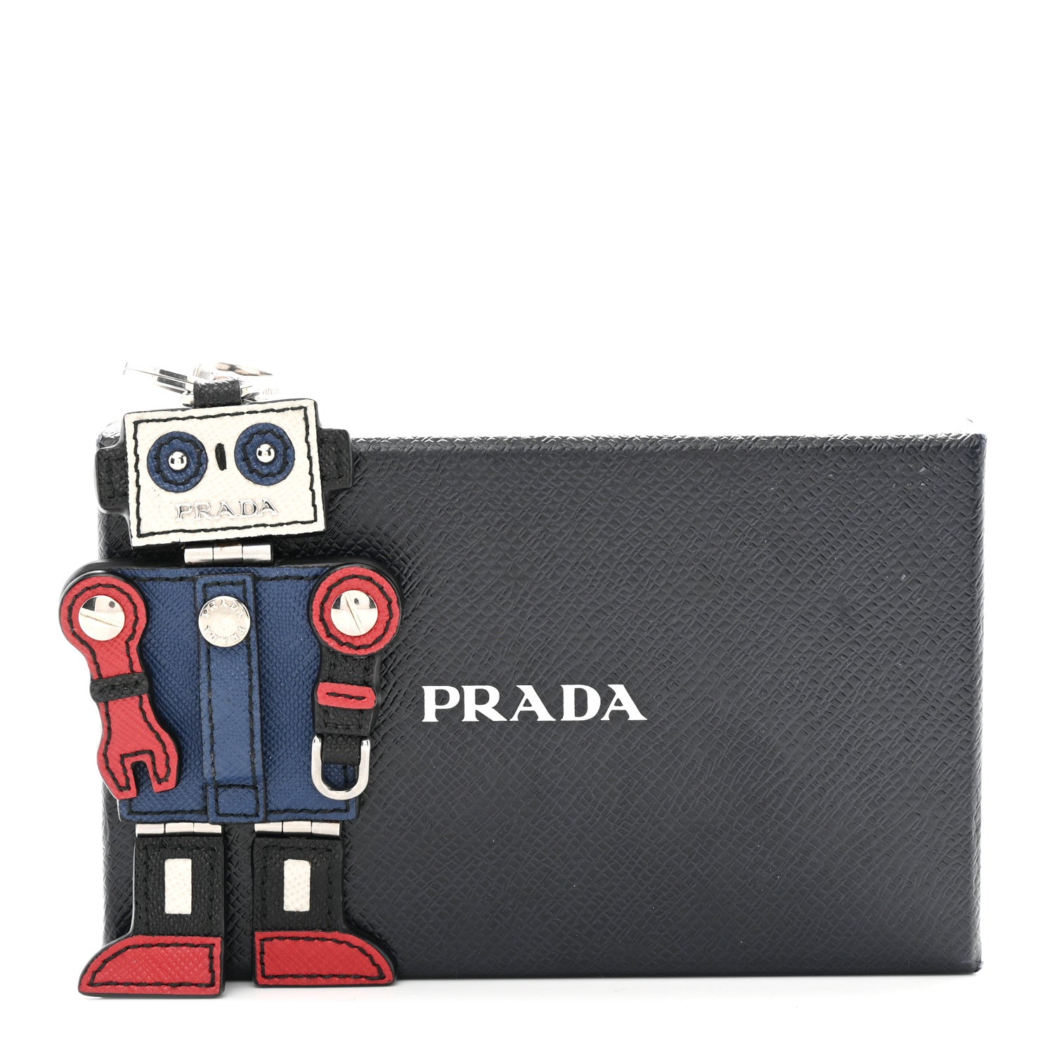 Prada Metal Saffiano Robot Bag Charm Palladio 4 of 4