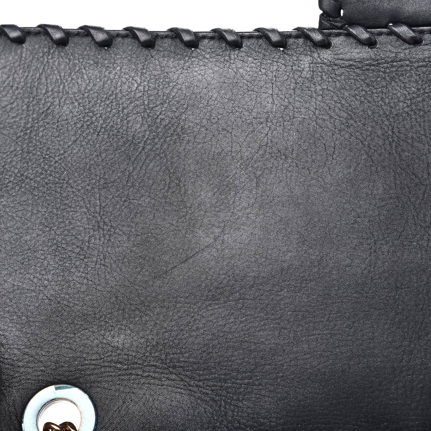Suede Calfskin Jumbo Happy Stitch Flap Black