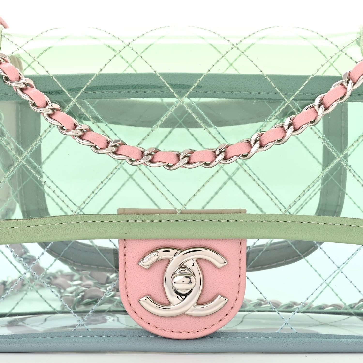 Chanel Lambskin PVC Quilted Mini Coco Splash Flap Blue Green 8 of 11