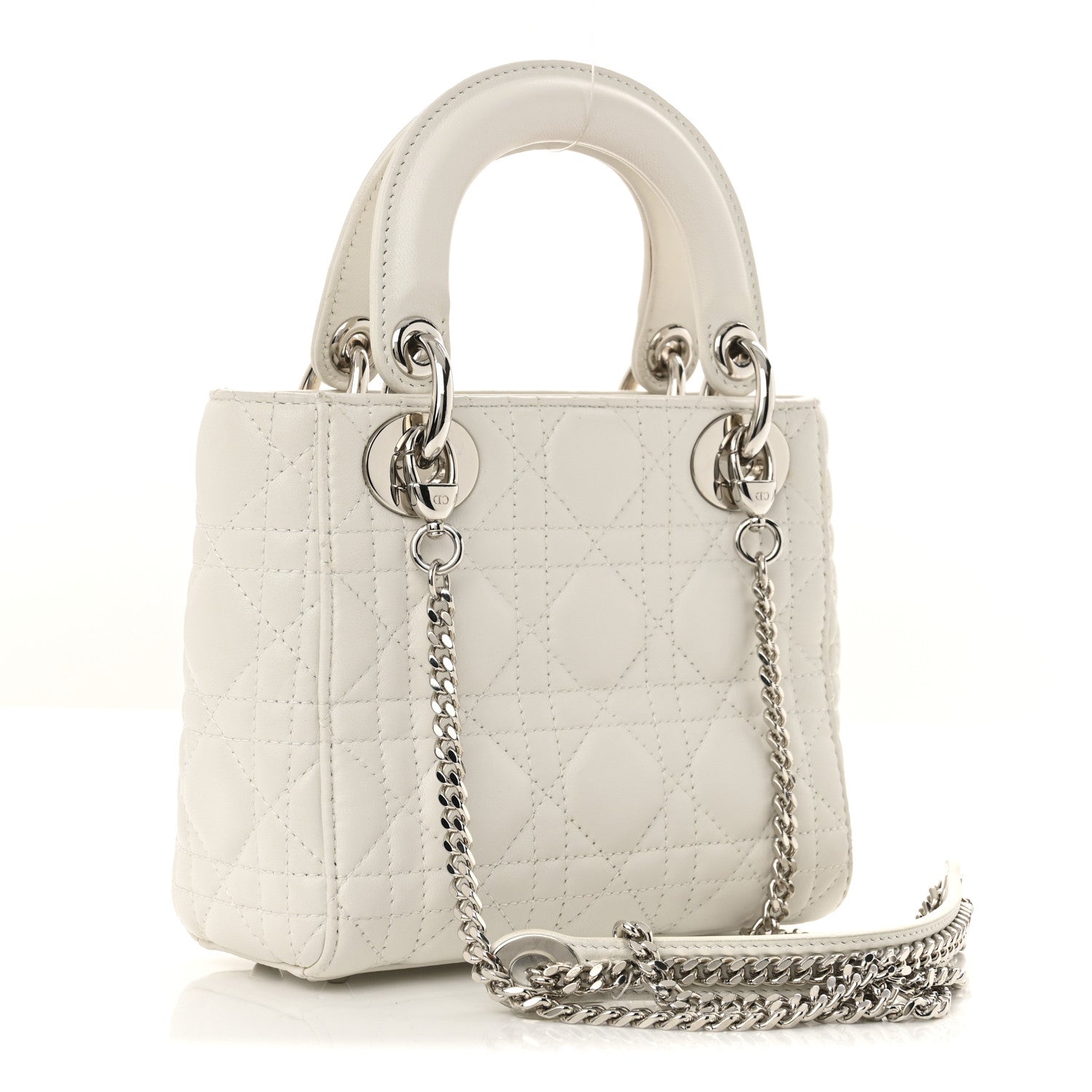 Christian Dior Lambskin Cannage Mini Lady Dior White 3 of 14