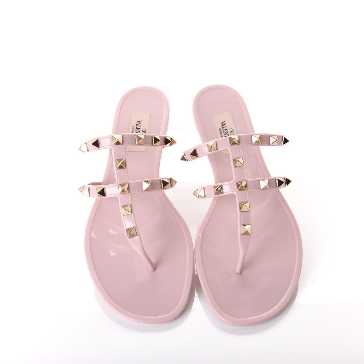 PVC Jelly Rockstud Caged Flat Thong Sandals 38 Water Rose