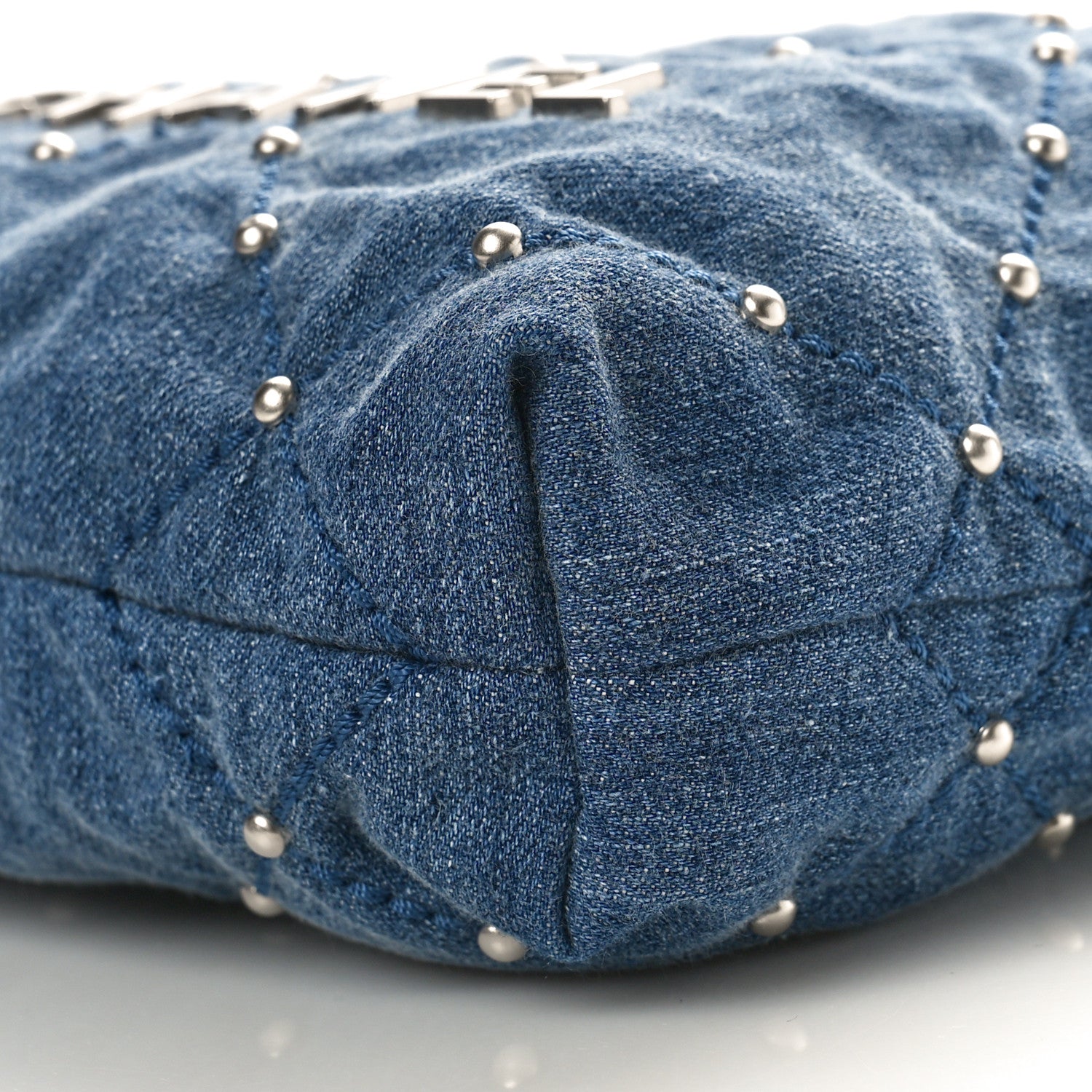 Chanel Washed Denim Quilted Studded Mini Chanel 22 Blue 10 of 11