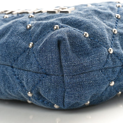 Chanel Washed Denim Quilted Studded Mini Chanel 22 Blue 10 of 11