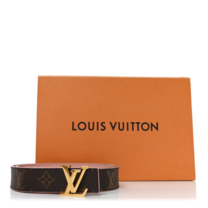 Louis Vuitton Calfskin Monogram 30mm LV Initiales Reversible Belt 80 32 Rose Ballerine 6 of 6