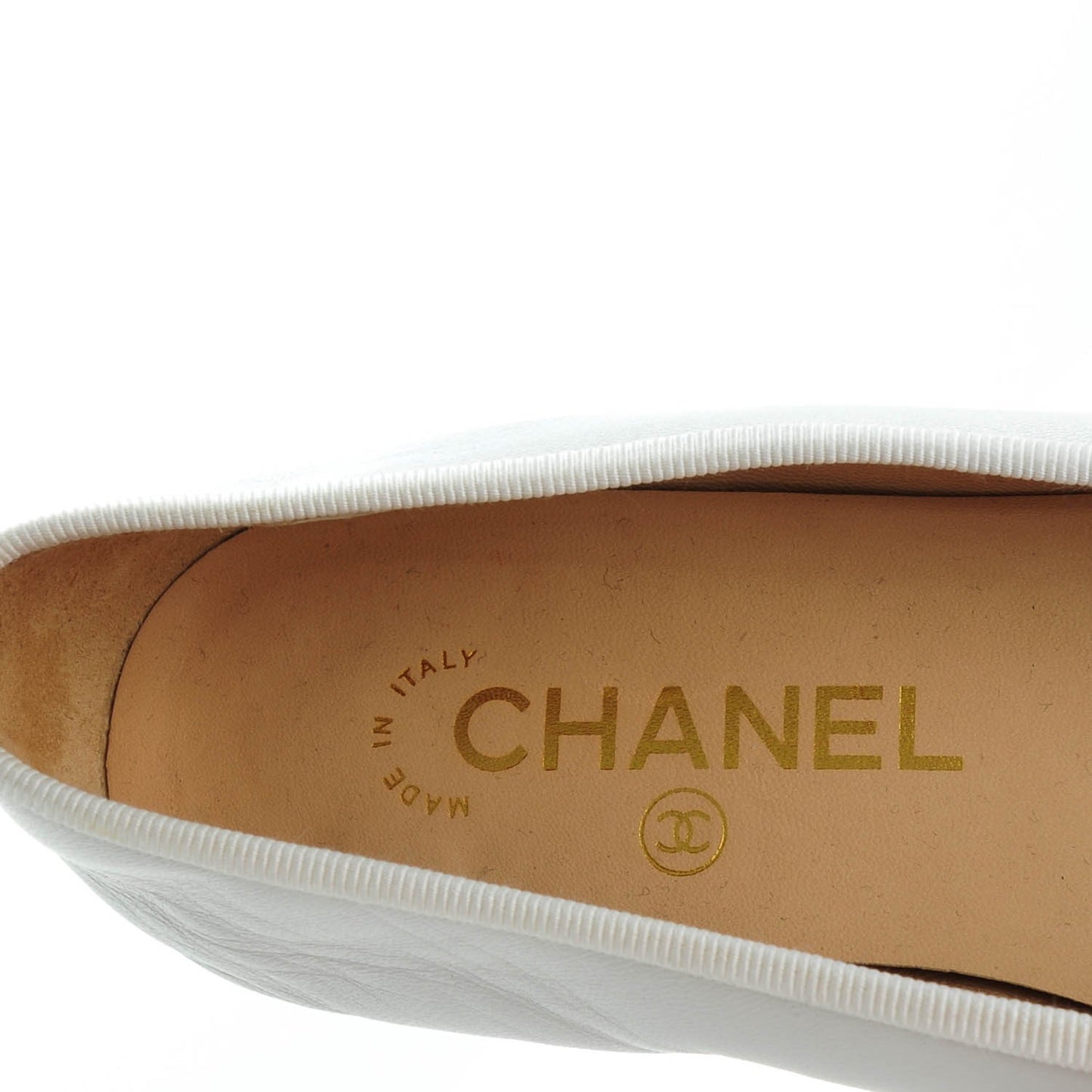 Lambskin Cap Toe CC Ballerina Flats 37 White Black