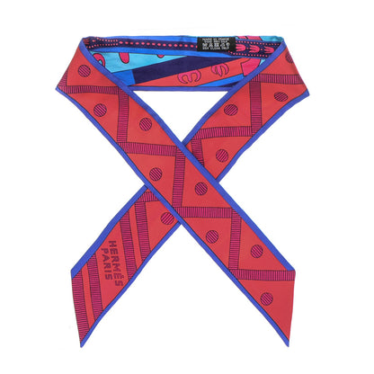 Hermes Silk Balade En Berline Twilly Rouge Fuchsia Turquoise 1 of 6