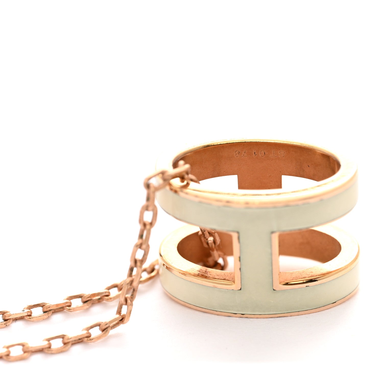 Hermes Lacquered Rose Gold Pop H Pendant Necklace White 6 of 8
