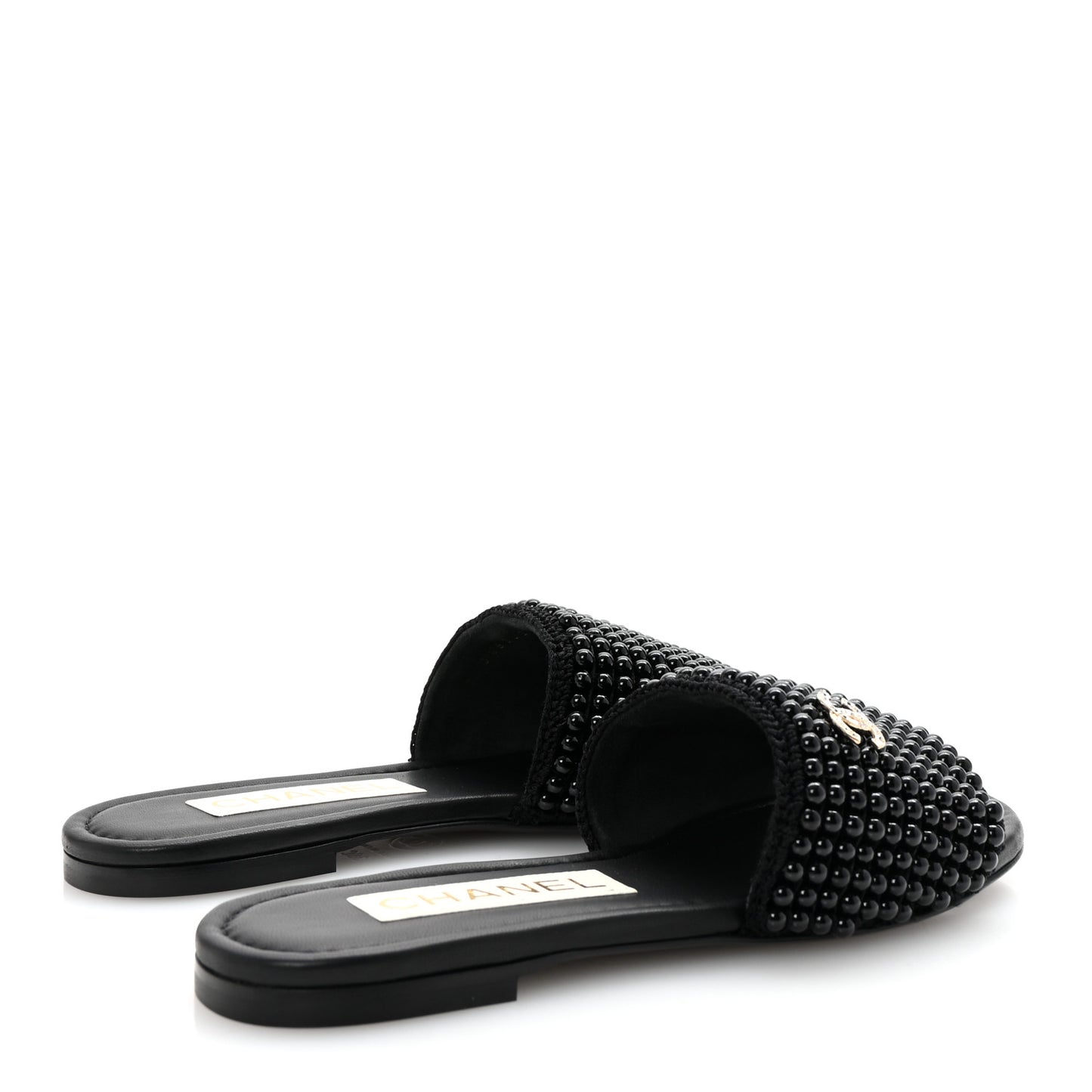 Pearl Crystal CC Mules Sandals 36 Black