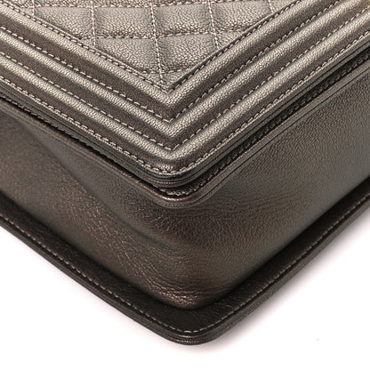 Chanel Iridescent Goatskin Quilted New Medium Boy Flap Dark Gold 9 of 10