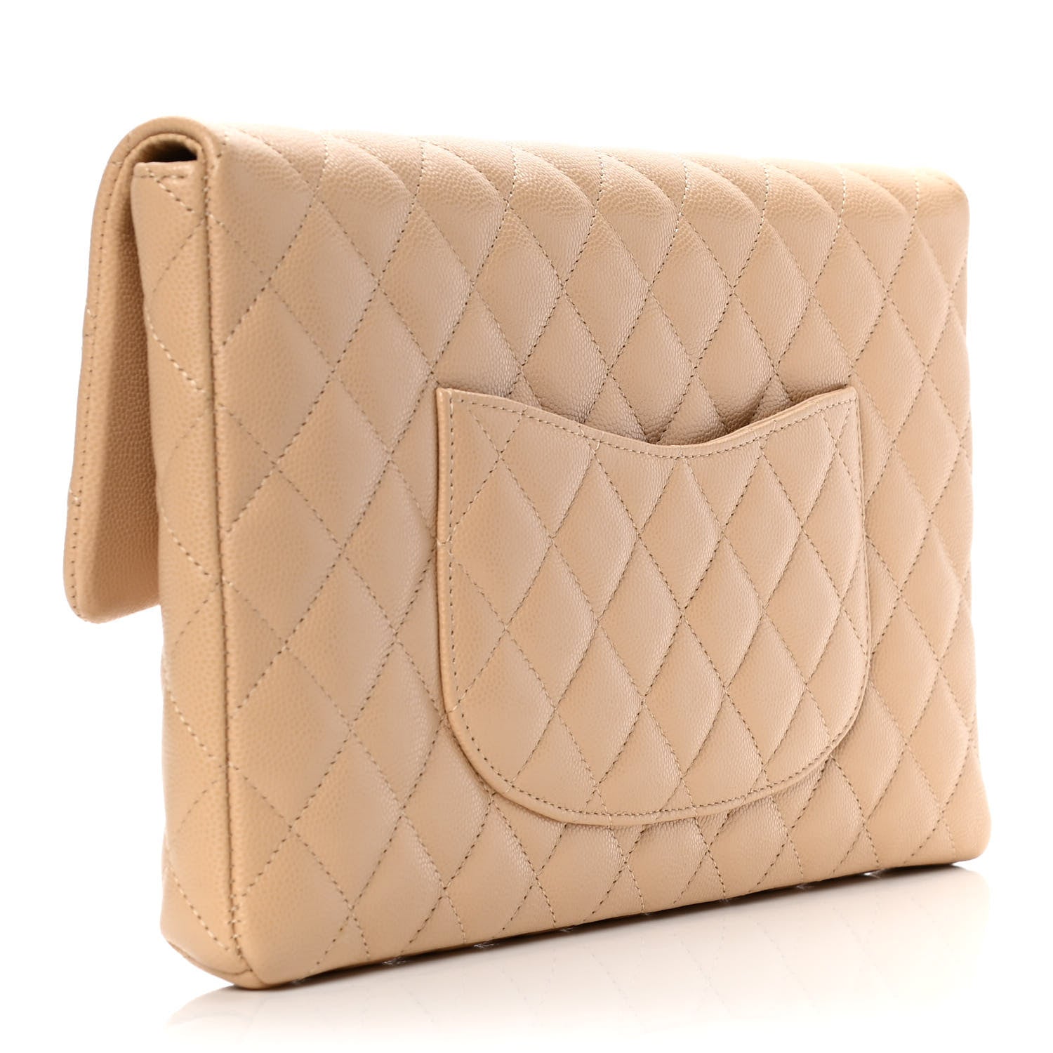 Chanel Caviar Quilted Flap Clutch Beige 3 of 8