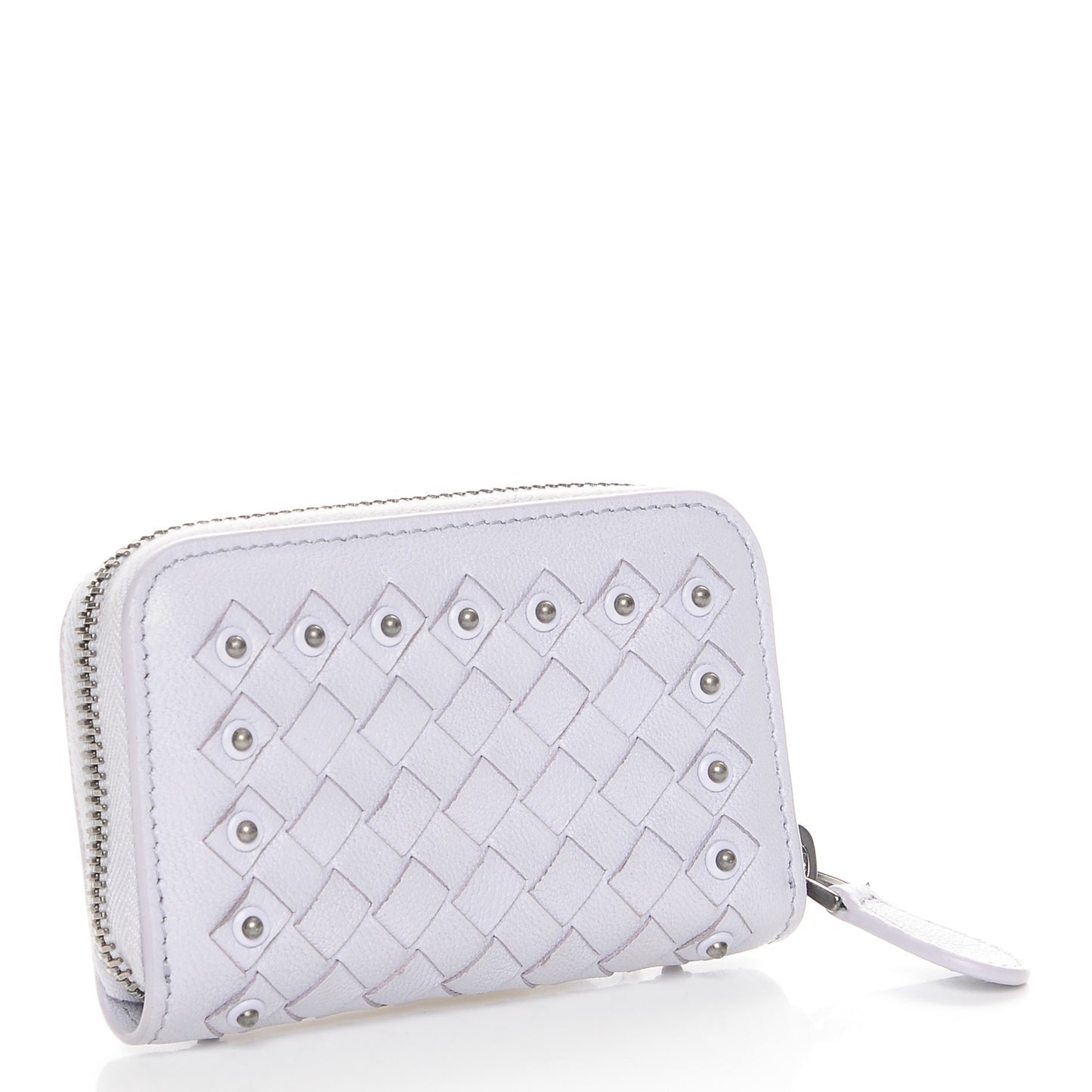 Nappa Intrecciato Studded Zip Around Coin Purse Oyster Lilac