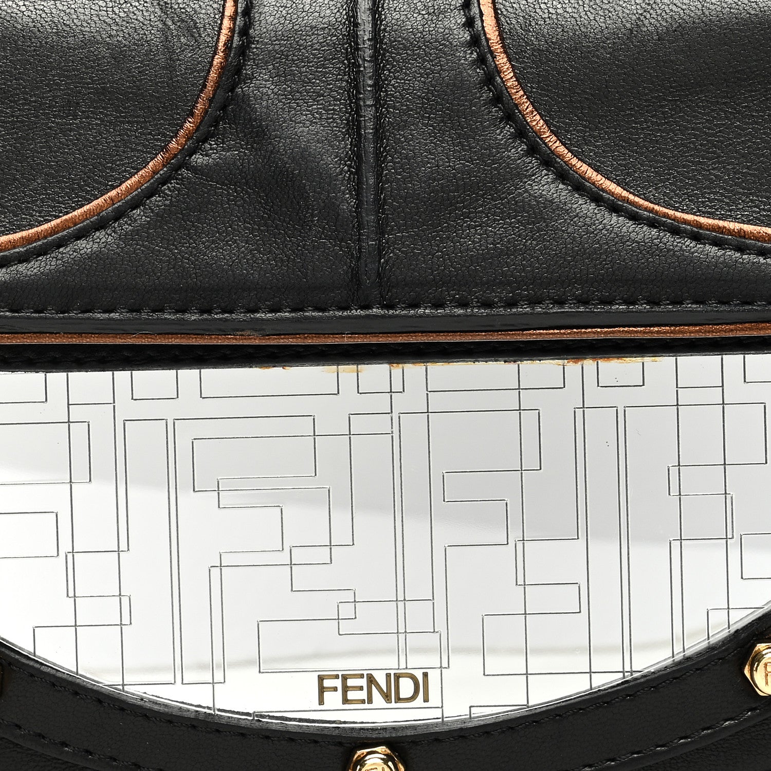 Fendi Zucca Vanity Mirror Clutch Black 7 of 10