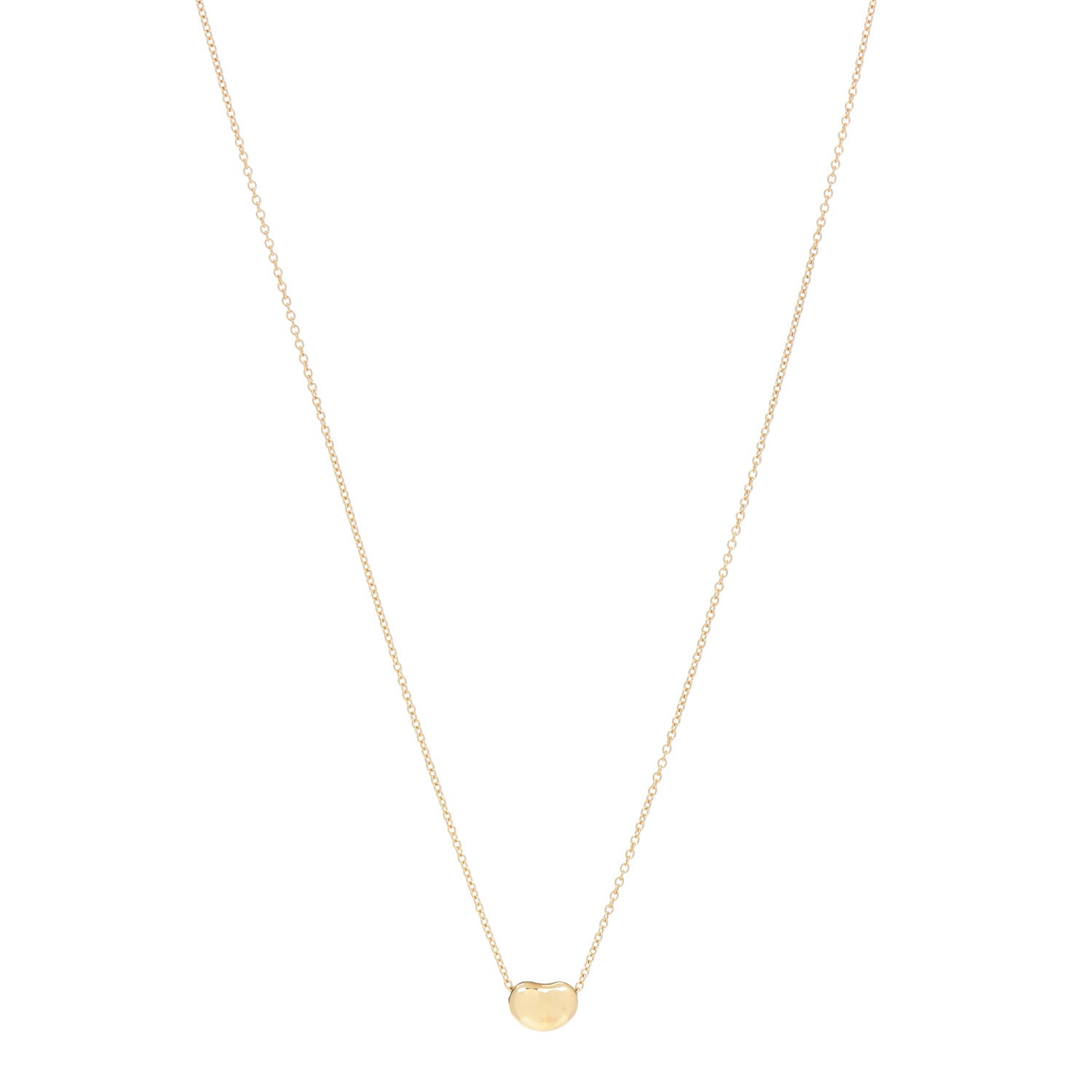Tiffany 18K Yellow Gold 6.5mm Elsa Peretti Bean Pendant Necklace 1 of 5
